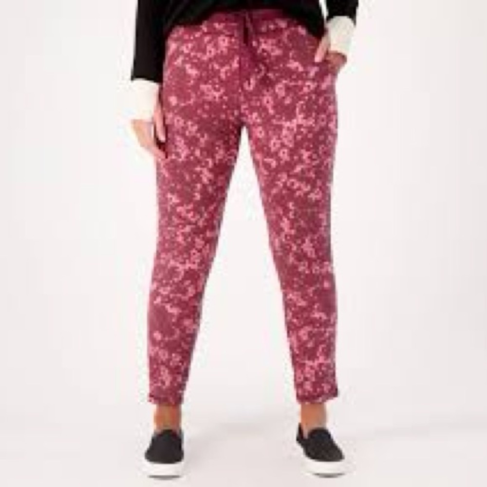 Cuddl‎ Duds Fleecewear Stretch Jogger Pants - XS - Berry Floral